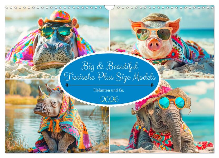 Big & Beautiful. Tierische Plus Size Models. Elefanten und Co. (Wandkalender 2026 DIN A3 quer) CALVENDO Monatskalender