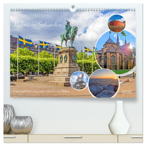 Malmö in Schweden (hochwertiger Premium Wandkalender 2026 DIN A2 quer) Kunstdruck in Hochglanz