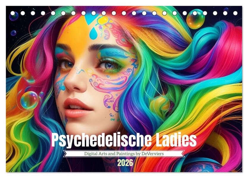 Psychedelische Ladies (Tischkalender 2026 DIN A5 quer) CALVENDO Monatskalender