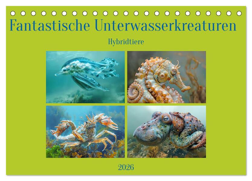 Fantastische Unterwasserkreaturen - Hybridtiere (Tischkalender 2026 DIN A5 quer) CALVENDO Monatskalender