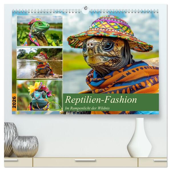 Reptilien-Fashion. Im Rampenlicht der Wildnis (hochwertiger Premium Wandkalender 2026 DIN A2 quer) Kunstdruck in Hochglanz