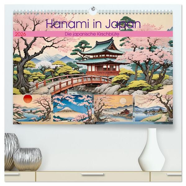 Hanami in Japan (hochwertiger Premium Wandkalender 2026 DIN A2 quer) Kunstdruck in Hochglanz
