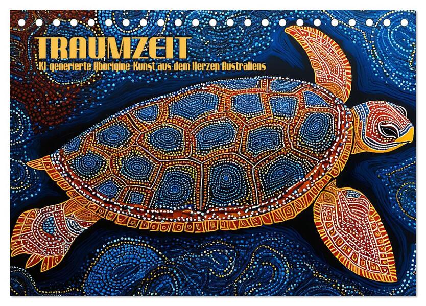 Traumzeit - KI-generierte Aborigine-Kunst aus dem Herzen Australiens (Tischkalender 2026 DIN A5 quer) CALVENDO Monatskalender