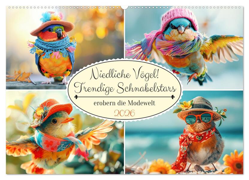 Niedliche Vögel! Trendige Schnabelstars erobern die Modewelt (Wandkalender 2026 DIN A2 quer) CALVENDO Monatskalender