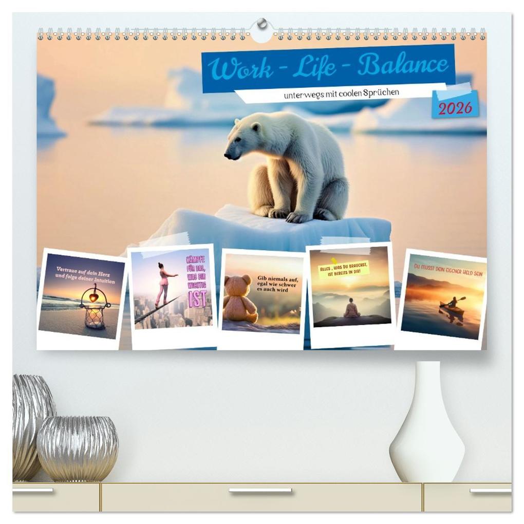Work - Life - Balance - unterwegs mit coolen Sprüchen (hochwertiger Premium Wandkalender 2026 DIN A2 quer) Kunstdruck in Hochglanz