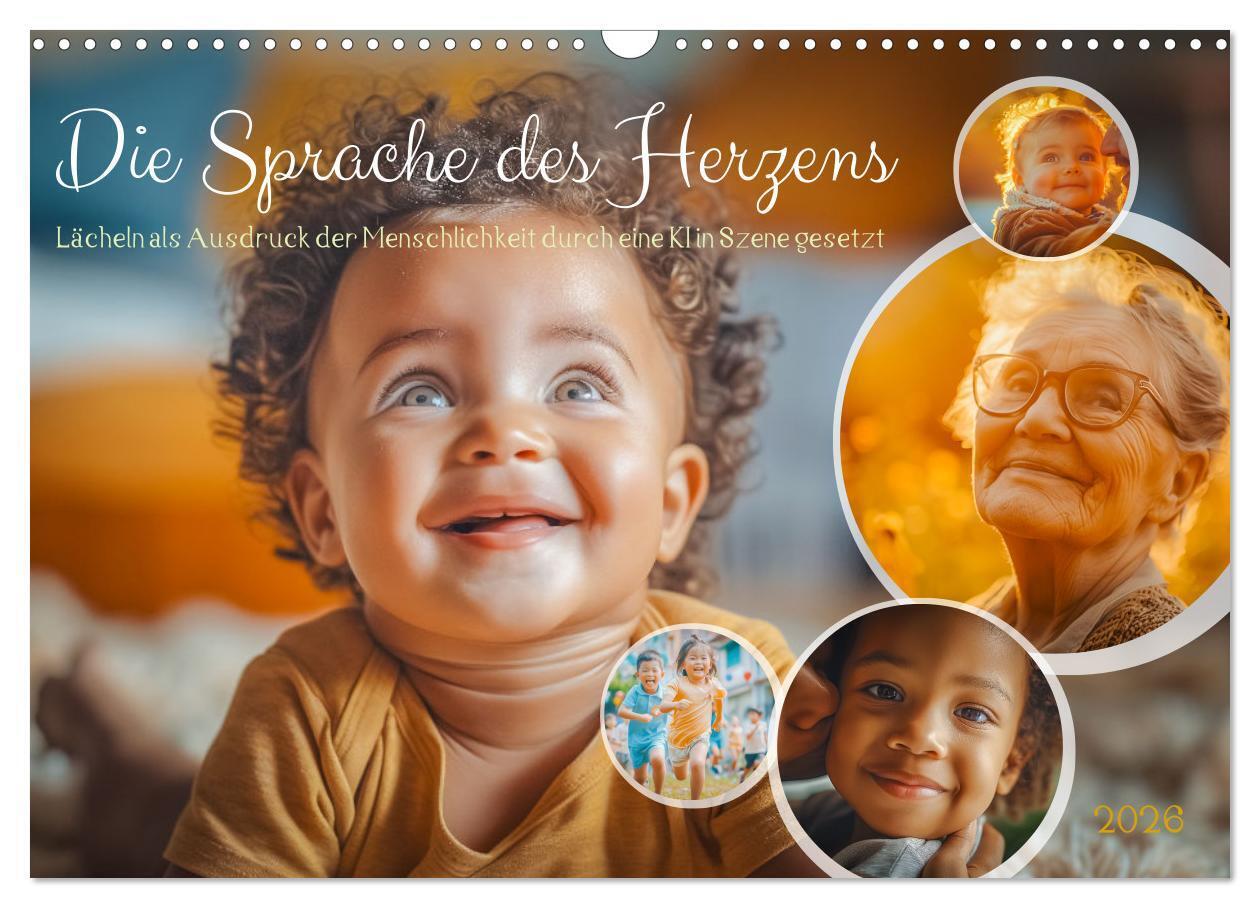 Die Sprache des Herzens - Lächeln als Ausdruck der Menschlichkeit durch eine KI in Szene gesetzt (Wandkalender 2026 DIN A3 quer) CALVENDO Monatskalender