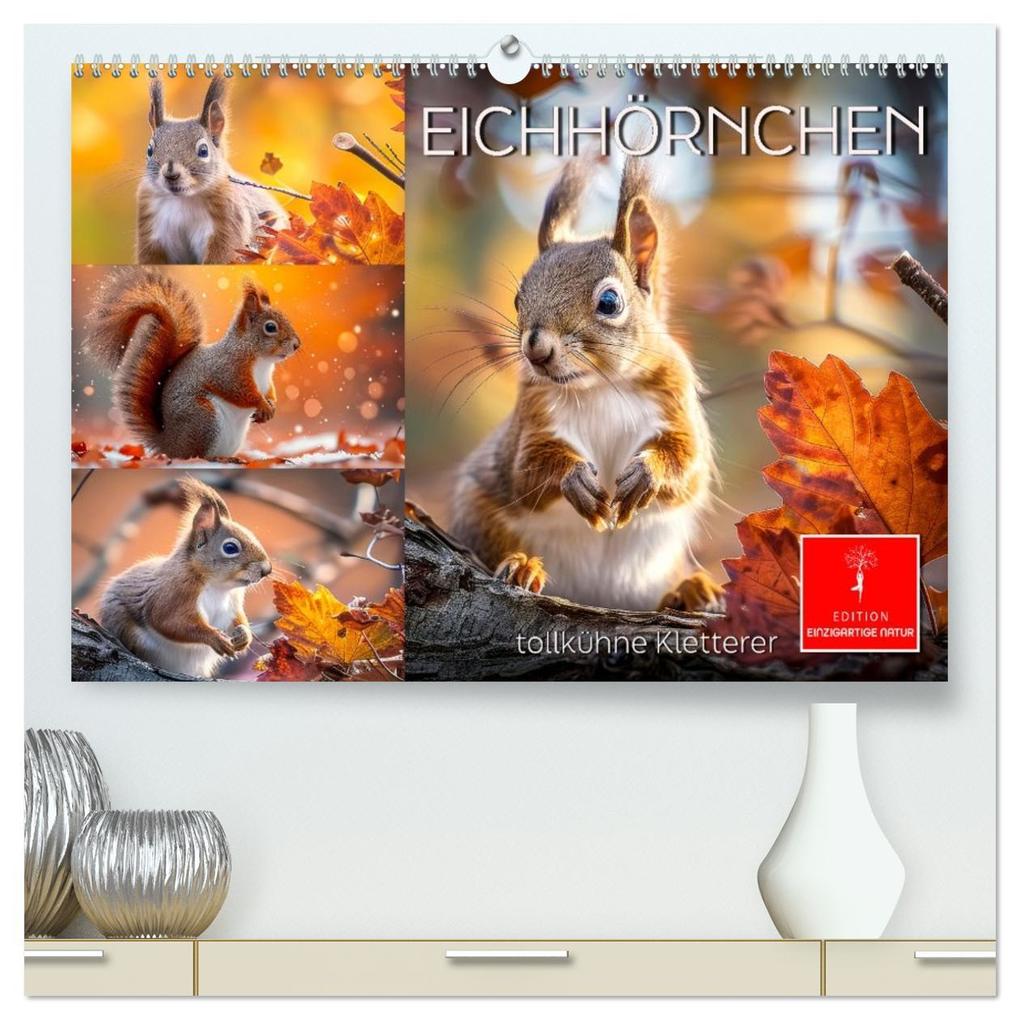 Eichhörnchen - tollkühne Kletterer (hochwertiger Premium Wandkalender 2026 DIN A2 quer) Kunstdruck in Hochglanz