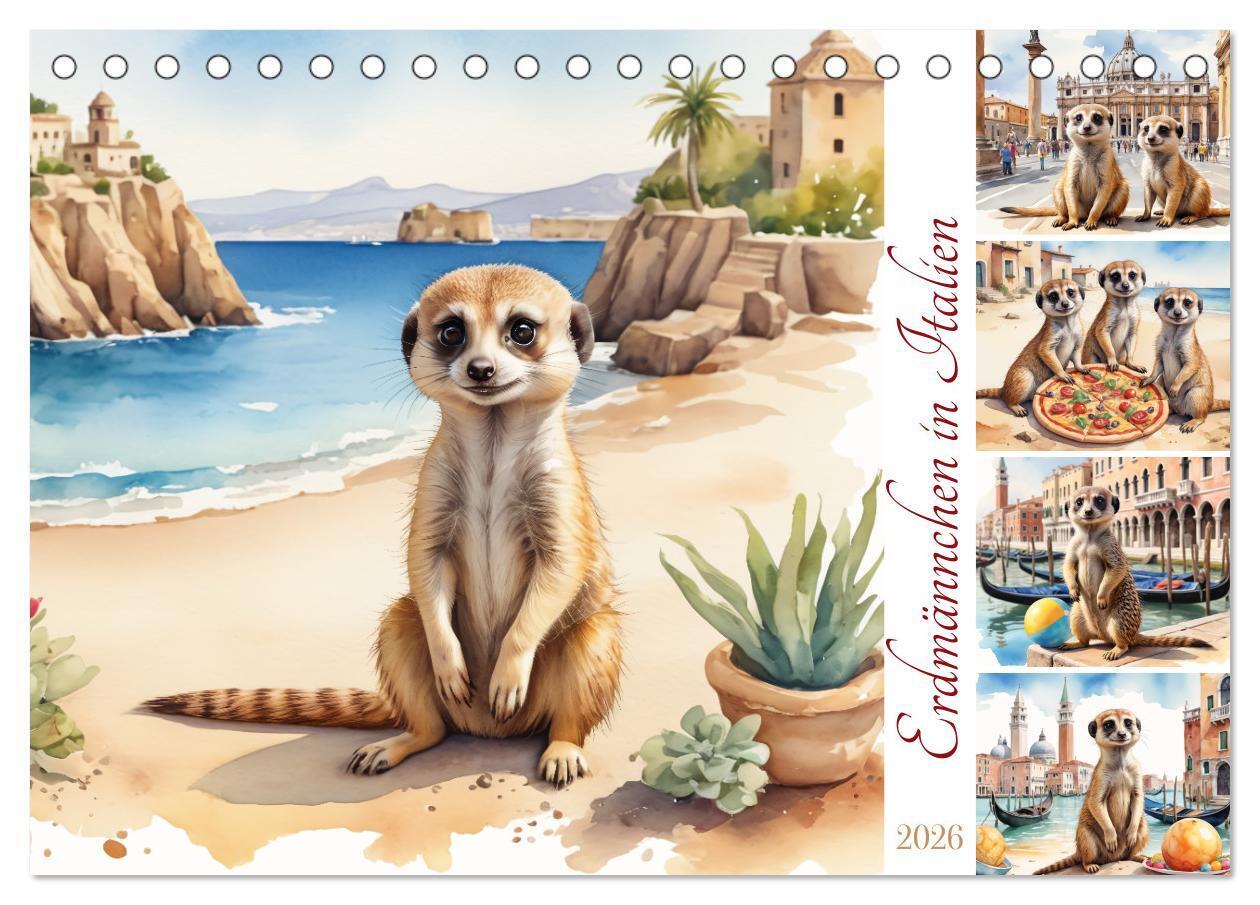 Erdmännchen in Italien (Tischkalender 2026 DIN A5 quer) CALVENDO Monatskalender