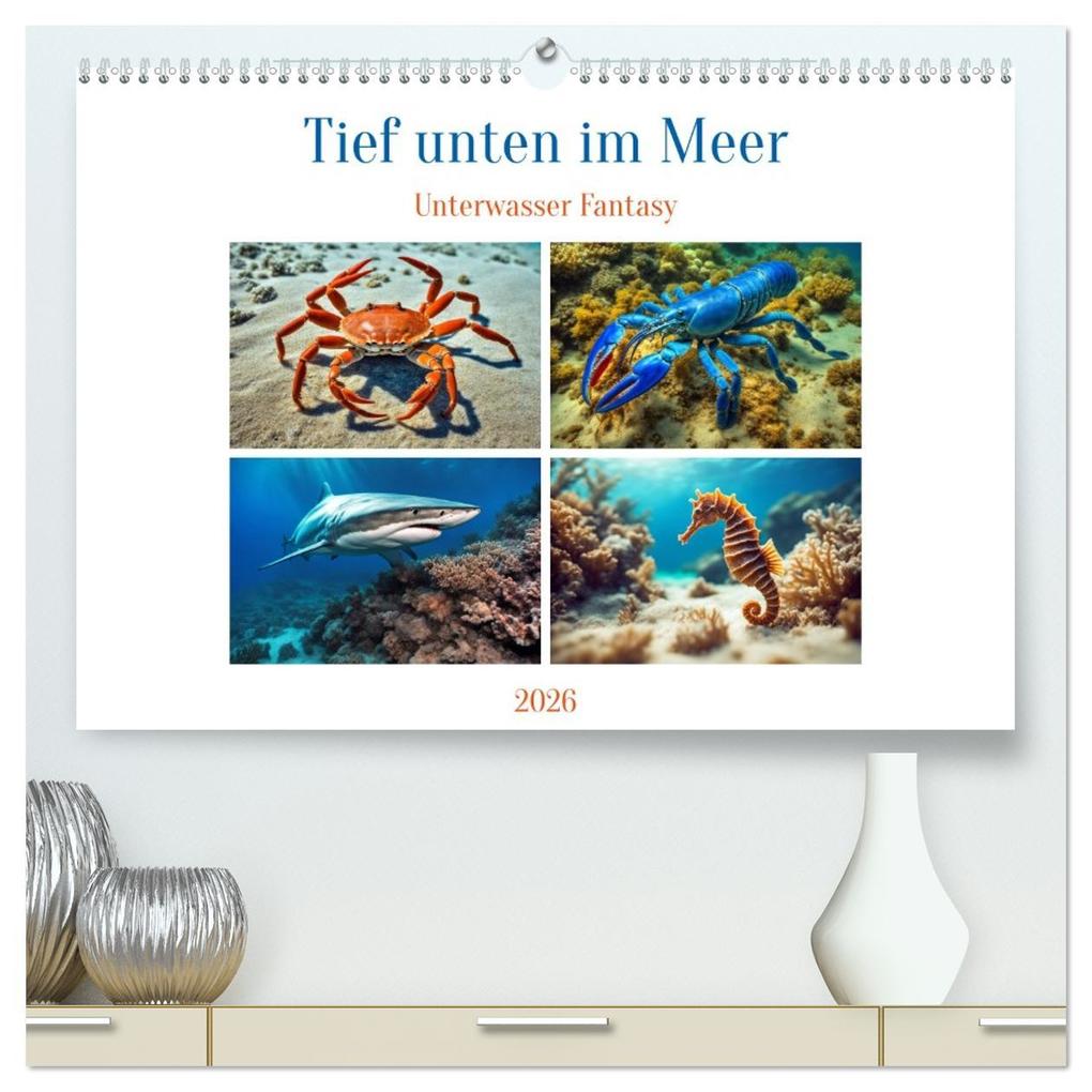 Tief unten im Meer Unterwasser Fantasy (hochwertiger Premium Wandkalender 2026 DIN A2 quer) Kunstdruck in Hochglanz