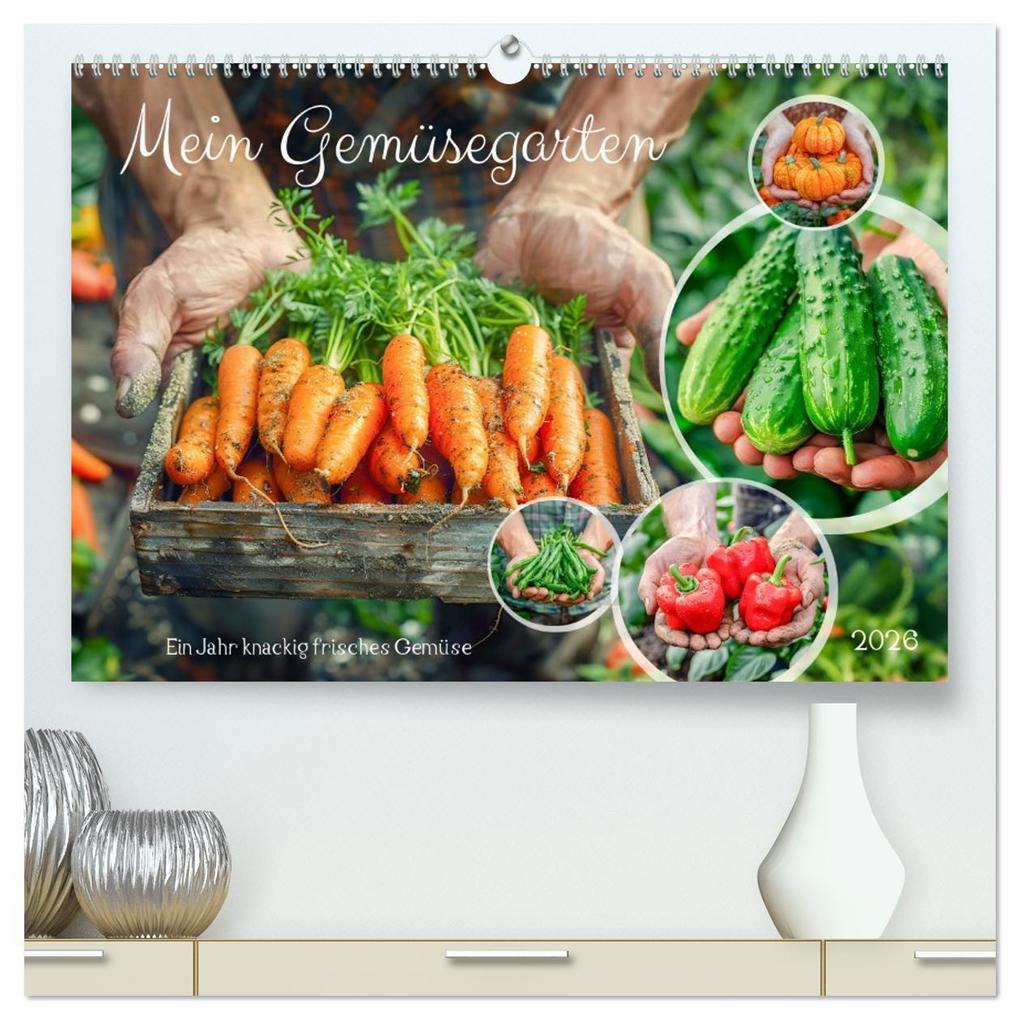 Mein Gemüsegarten - Ein Jahr knackig frisches Gemüse (hochwertiger Premium Wandkalender 2026 DIN A2 quer) Kunstdruck in Hochglanz