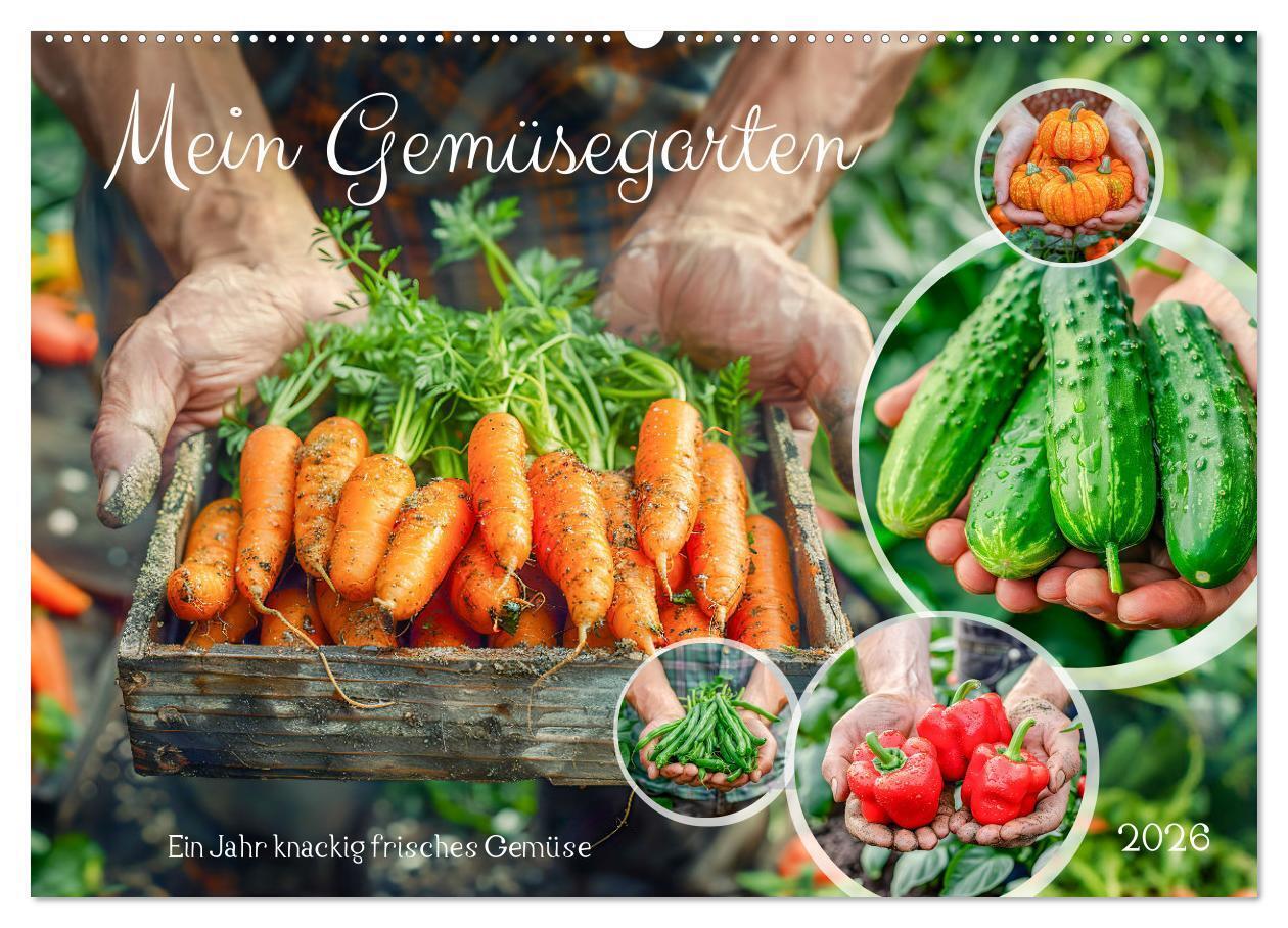 Mein Gemüsegarten - Ein Jahr knackig frisches Gemüse (Wandkalender 2026 DIN A2 quer) CALVENDO Monatskalender