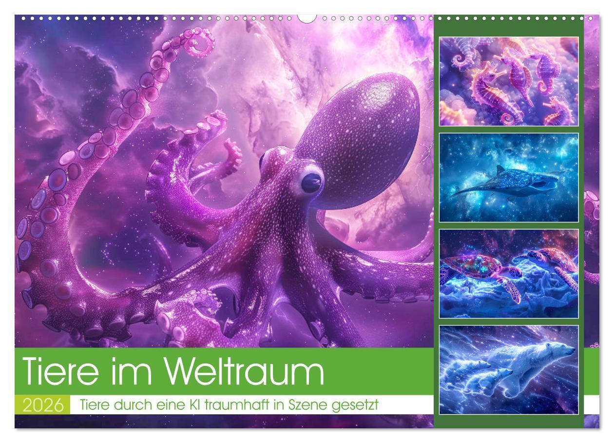 Tiere im Weltraum (Wandkalender 2026 DIN A2 quer) CALVENDO Monatskalender