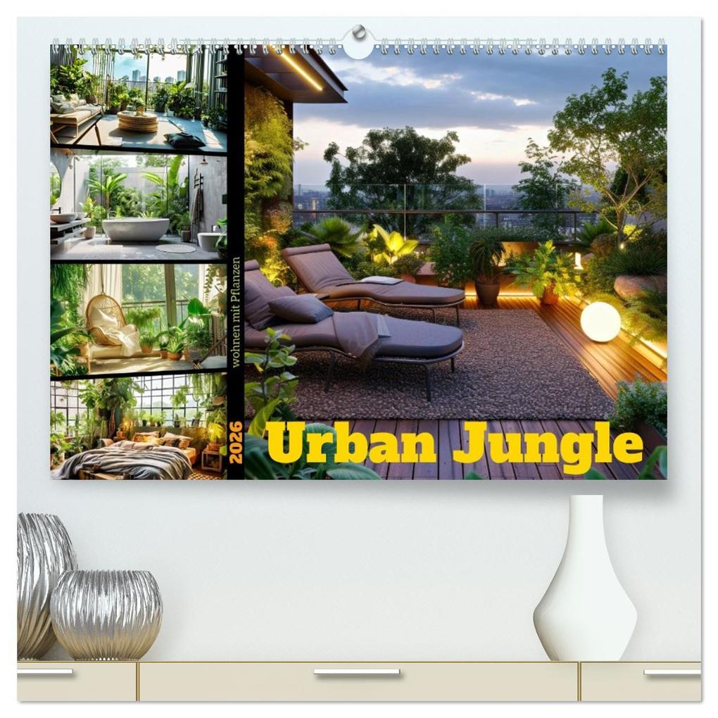 Urban Jungle - wohnen mit Pflanzen (hochwertiger Premium Wandkalender 2026 DIN A2 quer) Kunstdruck in Hochglanz