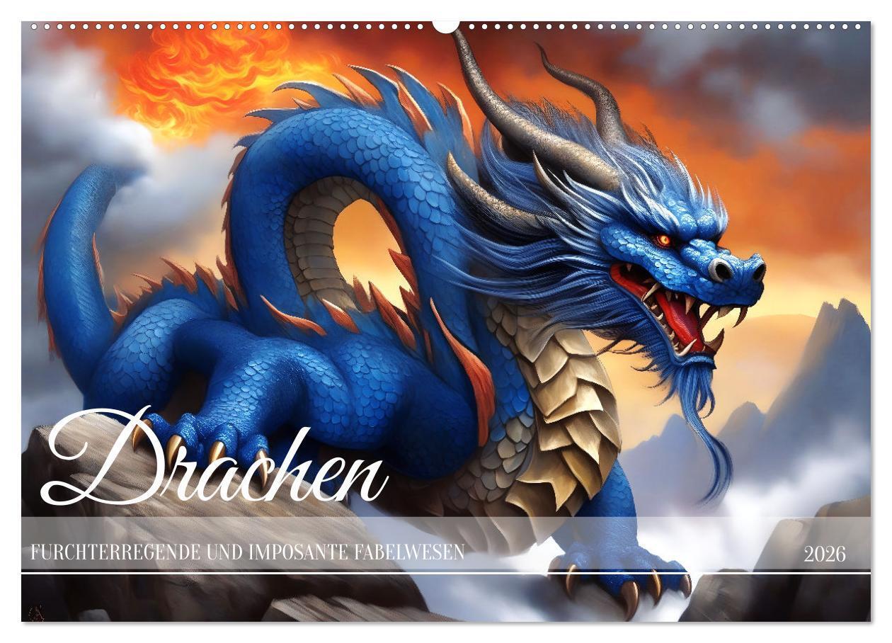 Drachen - Furchterregende und imposante Fabelwesen (Wandkalender 2026 DIN A2 quer) CALVENDO Monatskalender
