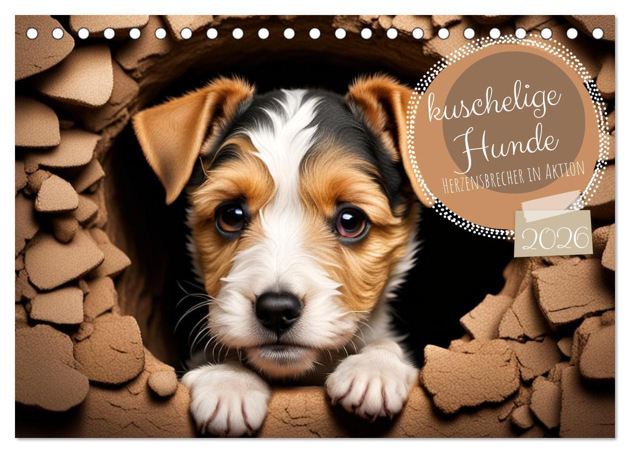 Kuschelige Hunde - kleine Herzensbrecher in Aktion (Tischkalender 2026 DIN A5 quer) CALVENDO Monatskalender