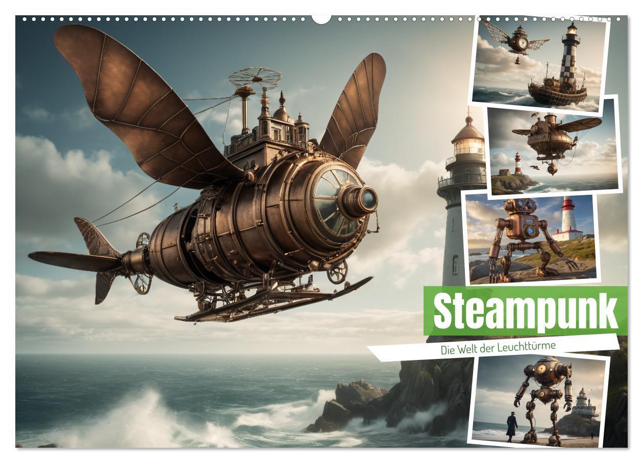 Steampunk - Die Welt der Leuchttürme (Wandkalender 2026 DIN A2 quer) CALVENDO Monatskalender