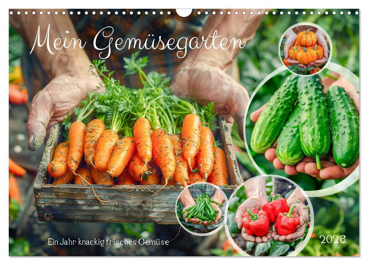 Mein Gemüsegarten - Ein Jahr knackig frisches Gemüse (Wandkalender 2026 DIN A3 quer) CALVENDO Monatskalender