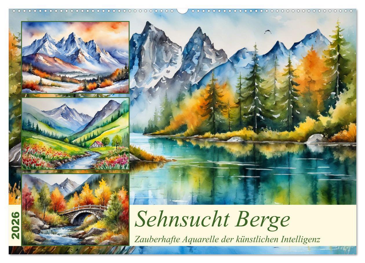 Sehnsucht Berge (Wandkalender 2026 DIN A2 quer) CALVENDO Monatskalender