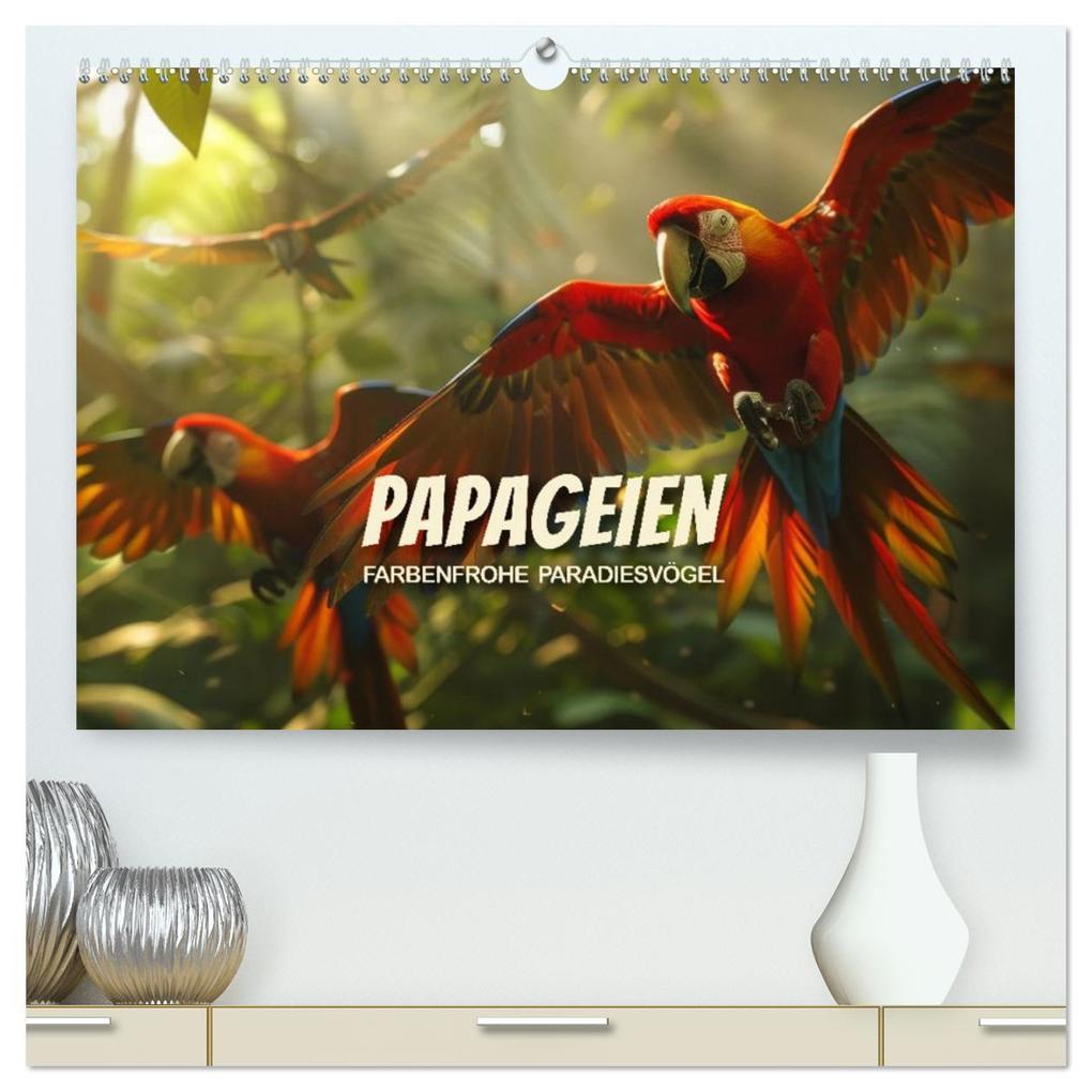 Papageien - Farbenfrohe Paradiesvögel (hochwertiger Premium Wandkalender 2026 DIN A2 quer) Kunstdruck in Hochglanz