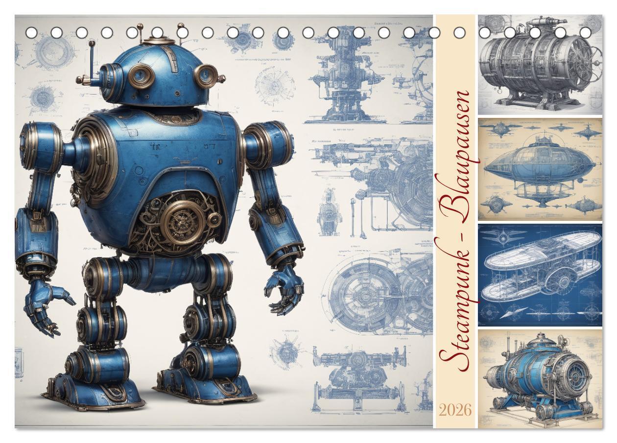Steampunk - Blaupausen (Tischkalender 2026 DIN A5 quer) CALVENDO Monatskalender
