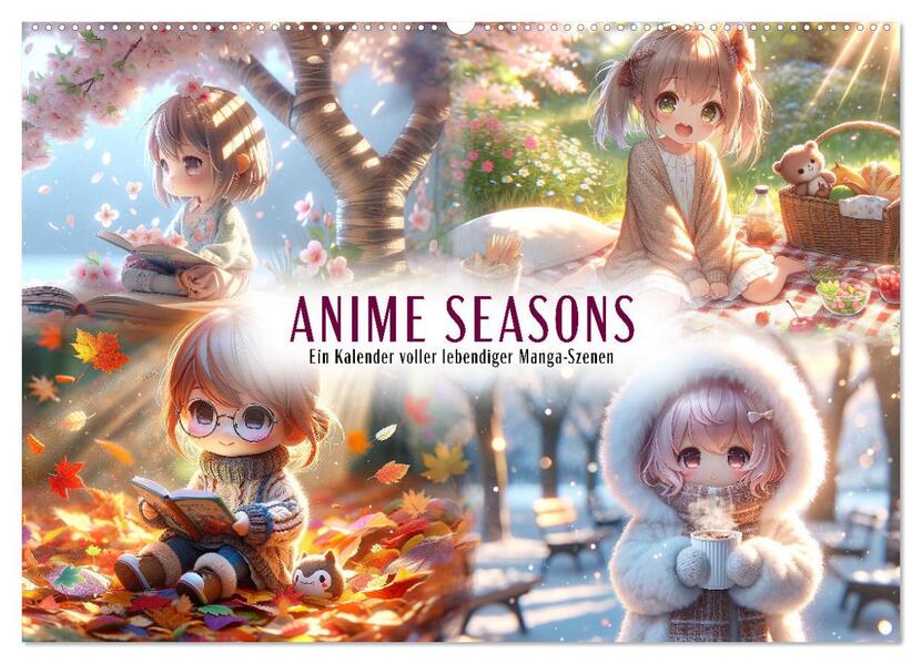 Anime Seasons: Ein Kalender voller lebendiger Manga-Szenen (Wandkalender 2026 DIN A2 quer) CALVENDO Monatskalender