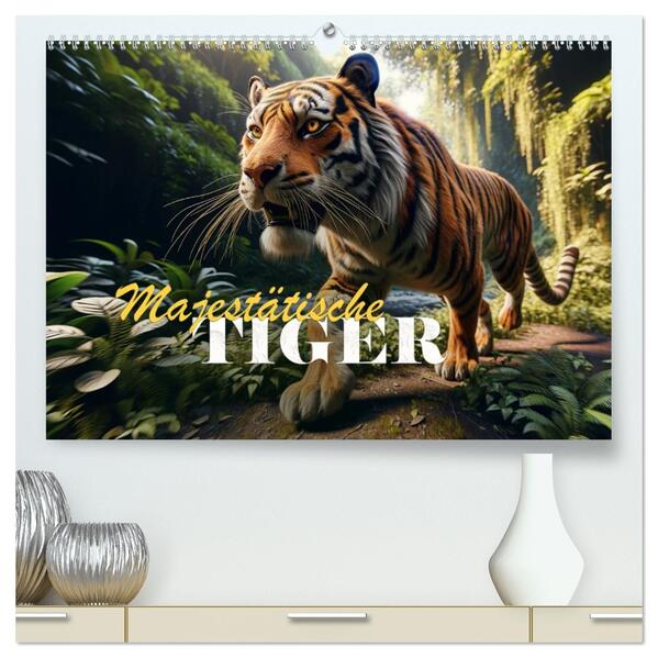 Majestätische Tiger (hochwertiger Premium Wandkalender 2026 DIN A2 quer) Kunstdruck in Hochglanz