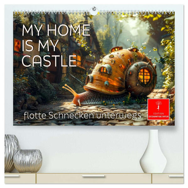 My home is my castle - flotte Schnecken unterwegs (hochwertiger Premium Wandkalender 2026 DIN A2 quer) Kunstdruck in Hochglanz