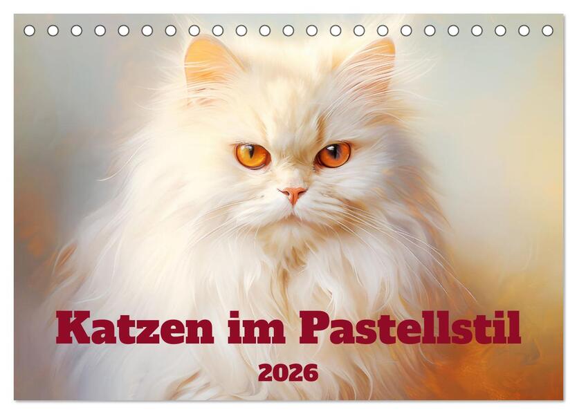 Katzen im Pastellstil (Tischkalender 2026 DIN A5 quer) CALVENDO Monatskalender