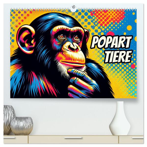 Popart-Tiere (hochwertiger Premium Wandkalender 2026 DIN A2 quer) Kunstdruck in Hochglanz