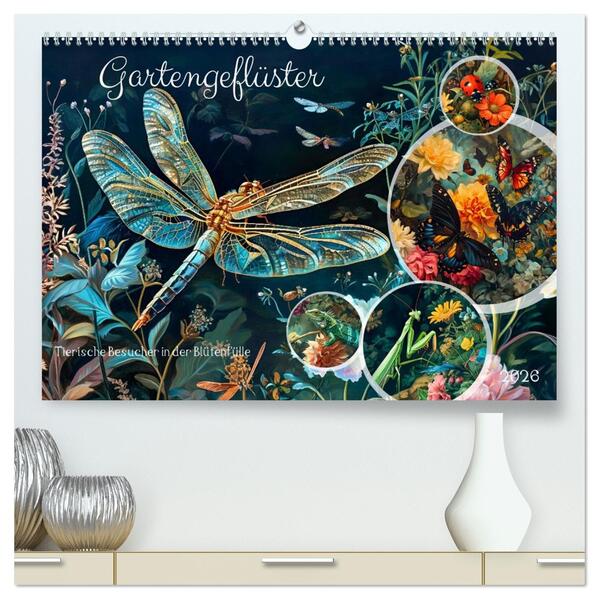 Gartengeflüster - Tierische Besucher in der Blütenfülle (hochwertiger Premium Wandkalender 2026 DIN A2 quer) Kunstdruck in Hochglanz