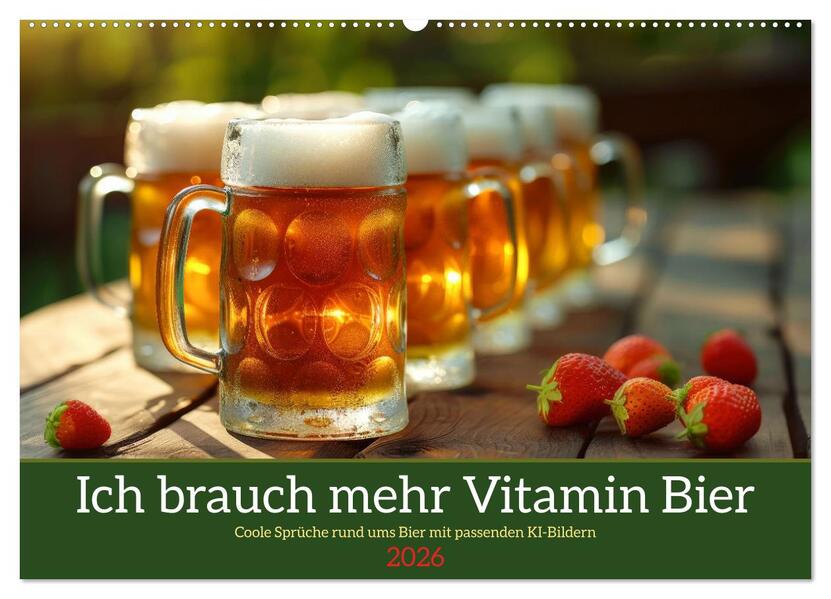 Ich brauch mehr Vitamin Bier (Wandkalender 2026 DIN A2 quer) CALVENDO Monatskalender