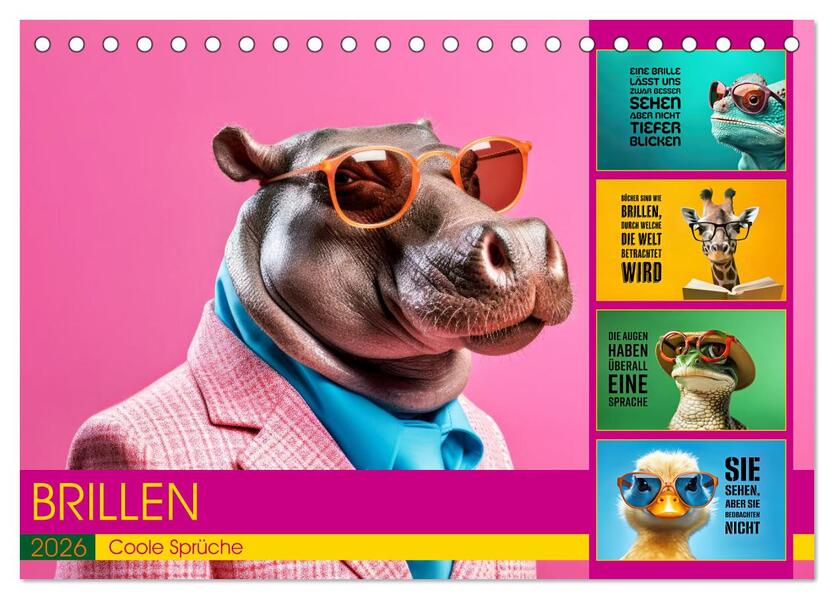 BRILLEN - coole Sprüche (Tischkalender 2026 DIN A5 quer) CALVENDO Monatskalender