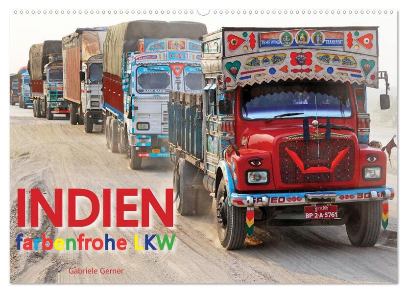 Indien Farbenfrohe LKW (Wandkalender 2026 DIN A2 quer) CALVENDO Monatskalender