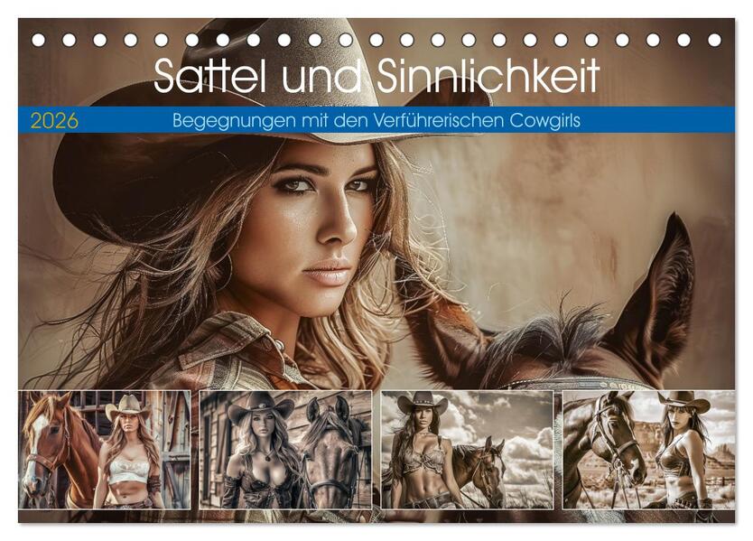 Sattel und Sinnlichkeit - Begegnungen mit den Verführerischen Cowgirls (Tischkalender 2026 DIN A5 quer) CALVENDO Monatskalender