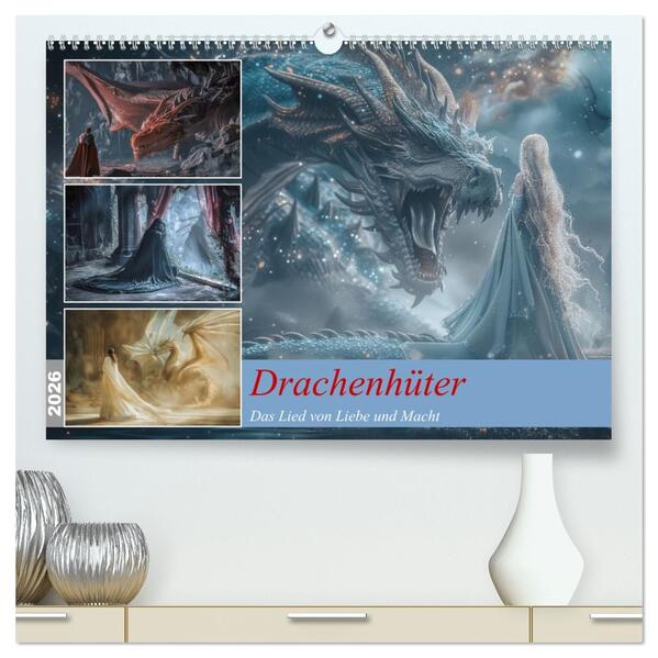 Drachenhüter (hochwertiger Premium Wandkalender 2026 DIN A2 quer) Kunstdruck in Hochglanz