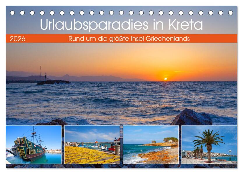Urlaubsparadies in Kreta (Tischkalender 2026 DIN A5 quer) CALVENDO Monatskalender