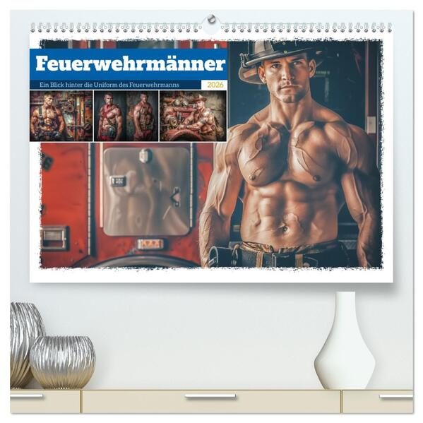 Feuerwehrmänner (hochwertiger Premium Wandkalender 2026 DIN A2 quer) Kunstdruck in Hochglanz