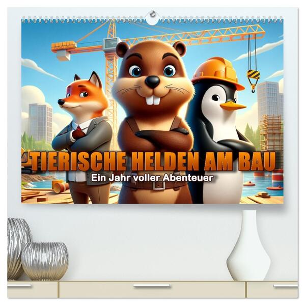Tierische Helden am Bau: Ein Jahr voller Abenteuer (hochwertiger Premium Wandkalender 2026 DIN A2 quer) Kunstdruck in Hochglanz