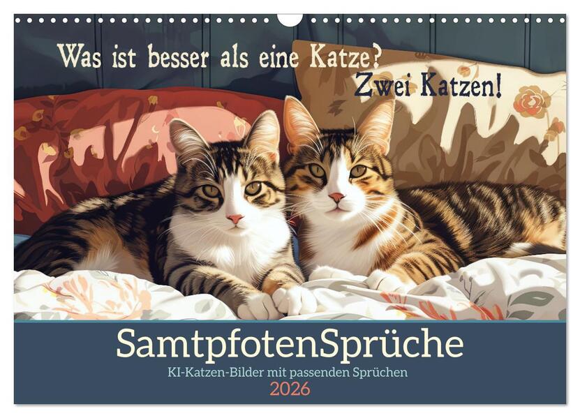 Samtpfotensprüche (Wandkalender 2026 DIN A3 quer) CALVENDO Monatskalender