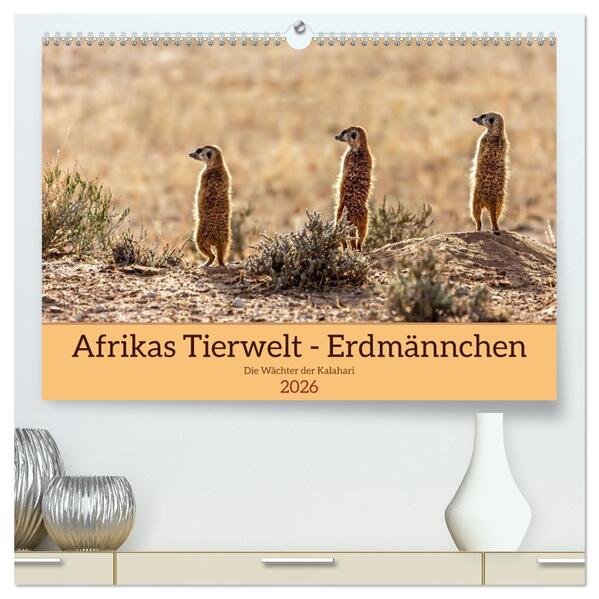 Afrikas Tierwelt - Erdmännchen (hochwertiger Premium Wandkalender 2026 DIN A2 quer) Kunstdruck in Hochglanz