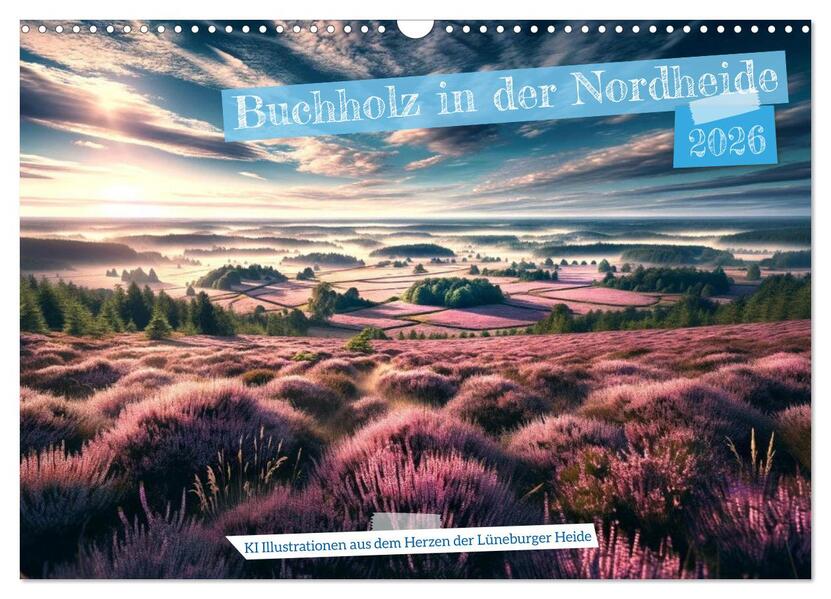 Buchholz i. d. N. - KI Illustrationen aus dem Herzen der Lüneburger Heide (Wandkalender 2026 DIN A3 quer) CALVENDO Monatskalender