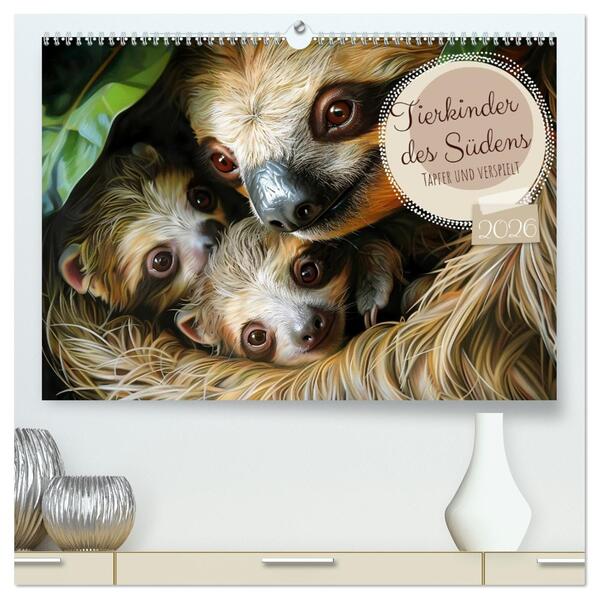 Tierkinder des Südens (hochwertiger Premium Wandkalender 2026 DIN A2 quer) Kunstdruck in Hochglanz