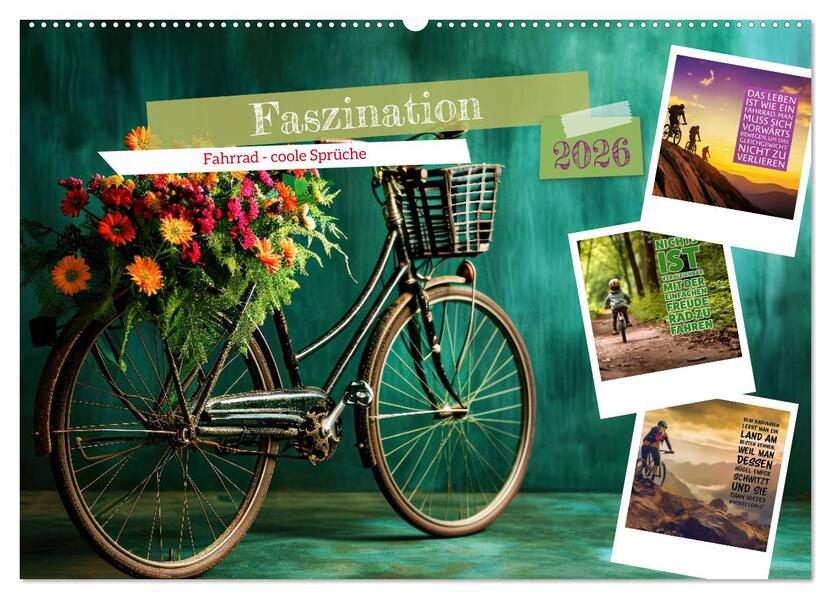 Faszination Fahrrad - coole Sprüche (Wandkalender 2026 DIN A2 quer) CALVENDO Monatskalender