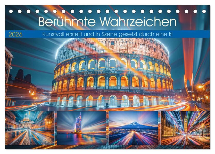 Berühmte Wahrzeichen (Tischkalender 2026 DIN A5 quer) CALVENDO Monatskalender
