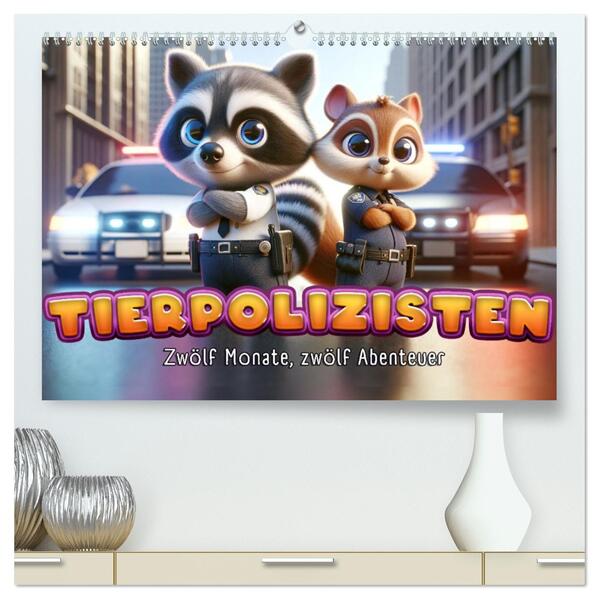 Tierpolizisten - Zwölf Monate zwölf Abenteuer (hochwertiger Premium Wandkalender 2026 DIN A2 quer) Kunstdruck in Hochglanz