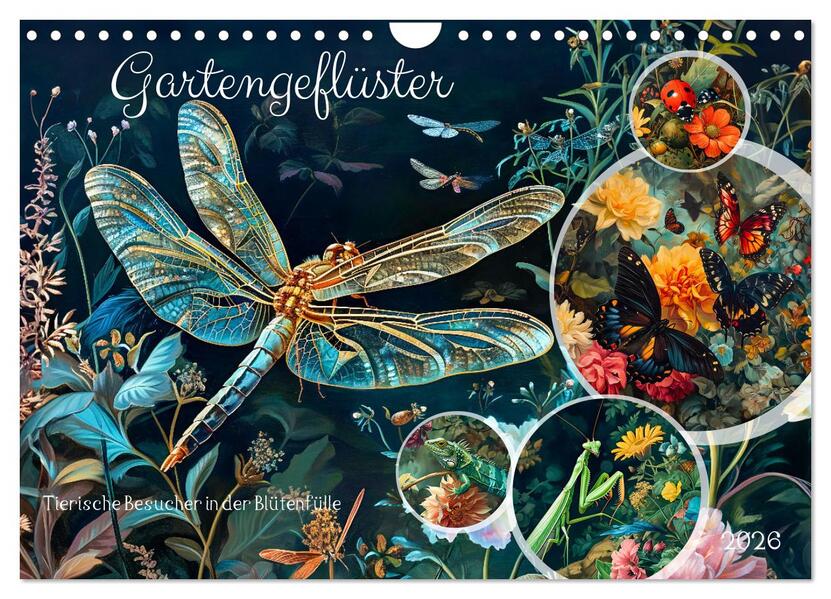 Gartengeflüster - Tierische Besucher in der Blütenfülle (Wandkalender 2026 DIN A4 quer) CALVENDO Monatskalender