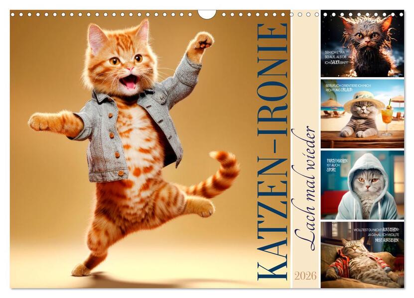 KATZEN-IRONIE Lach mal wieder (Wandkalender 2026 DIN A3 quer) CALVENDO Monatskalender