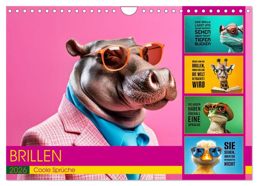 BRILLEN - coole Sprüche (Wandkalender 2026 DIN A4 quer) CALVENDO Monatskalender