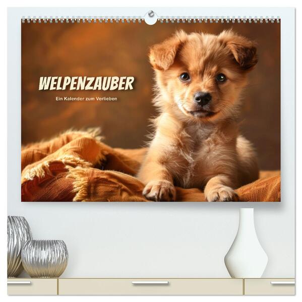 Welpenzauber: Ein Kalender zum Verlieben (hochwertiger Premium Wandkalender 2026 DIN A2 quer) Kunstdruck in Hochglanz