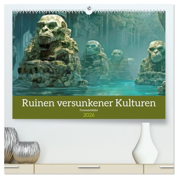 Ruinen versunkener Kulturen - Fantasiebilder (hochwertiger Premium Wandkalender 2026 DIN A2 quer) Kunstdruck in Hochglanz